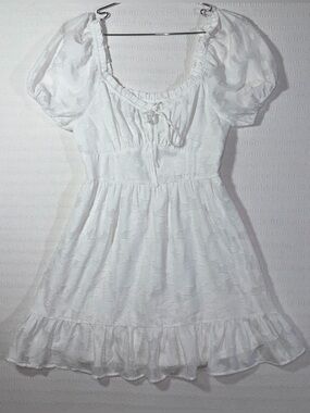Altar’d State Womens Elira Puff Sleeve Mini Dress Size M White